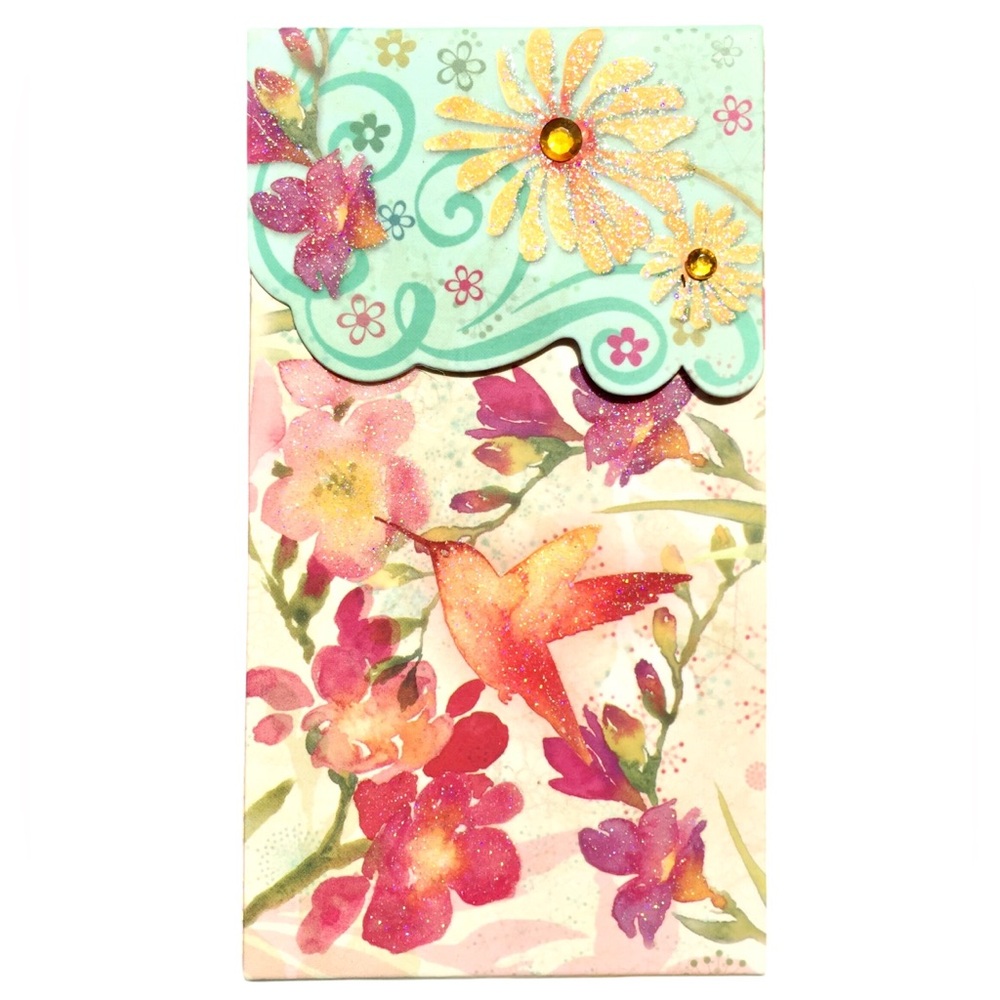 Punch Studio Embellished Long Notepad: Glittered Hummingbird (95141)